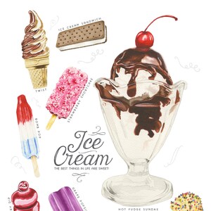 Ice Cream Treats Watercolor Illustration Print image 1