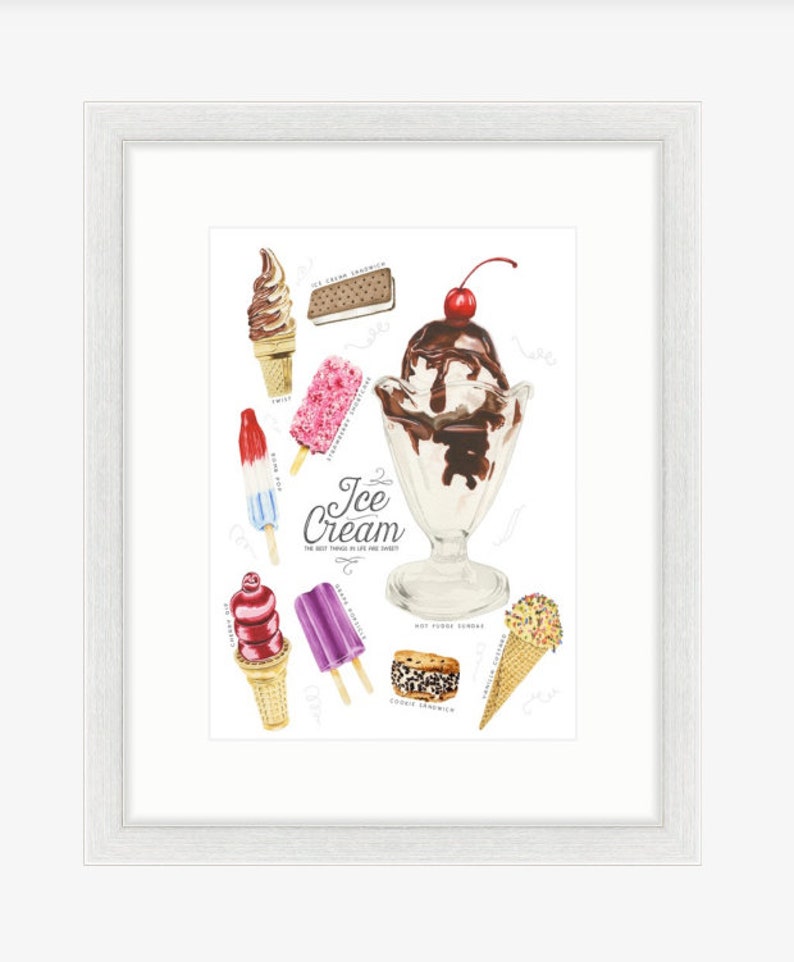 Ice Cream Treats Watercolor Illustration Print image 5