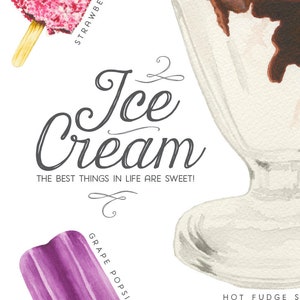 Ice Cream Treats Watercolor Illustration Print image 2