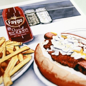 Faygo Rock and Rye Soda, Coney and Fries Watercolor Print image 2