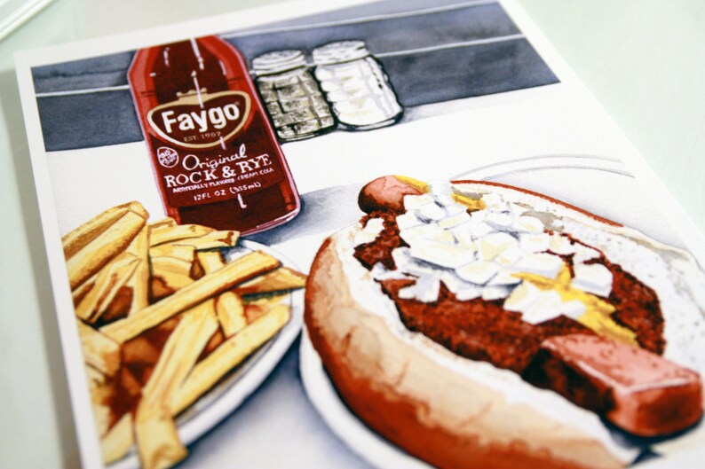 Faygo Rock and Rye Soda, Coney and Fries Watercolor Print image 2