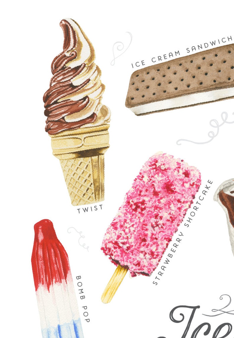 Ice Cream Treats Watercolor Illustration Print image 3