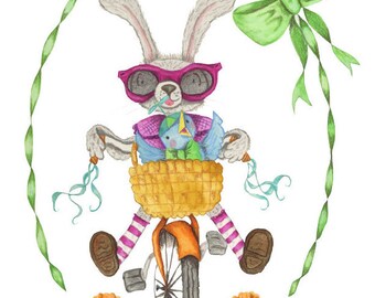 Bicycle Bunny Spring Easter Card