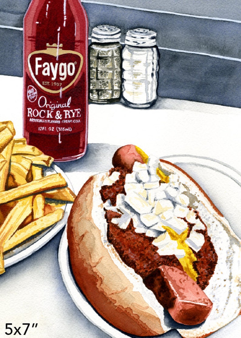 Faygo Rock and Rye Soda, Coney and Fries Watercolor Print image 4