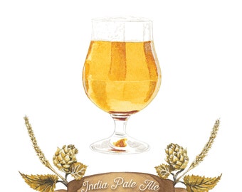 IPA Craft Beer Watercolor Illustration