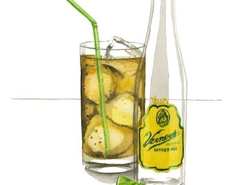 Vernors Ginger Ale Watercolor Illustration Print