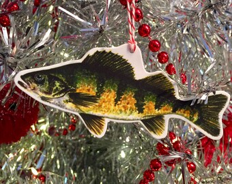 Yellow Perch Shrink Film Holiday Ornament