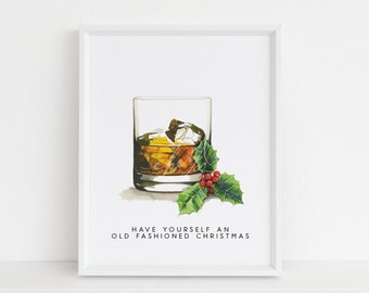 Old Fashioned Christmas Cocktail Art Print