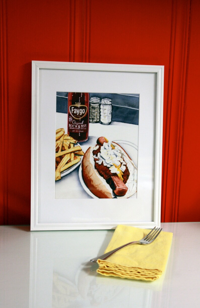 Faygo Rock and Rye Soda, Coney and Fries Watercolor Print image 3