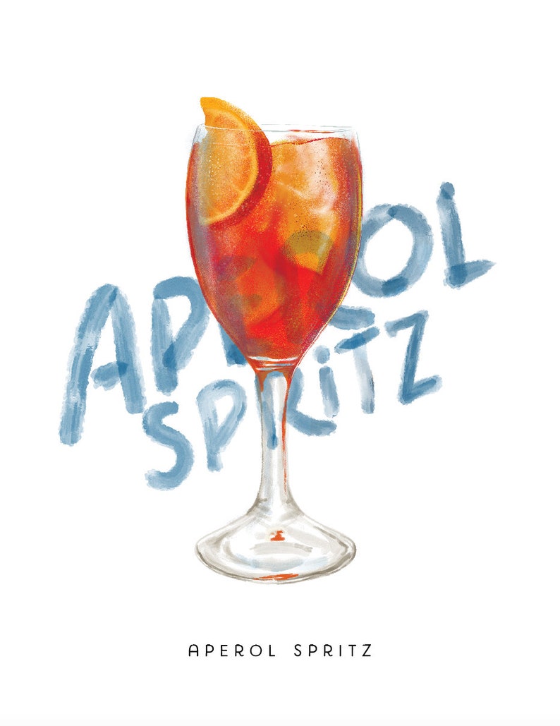 Aperol Spritz Cocktail Digital Illustration Art Print Etsy