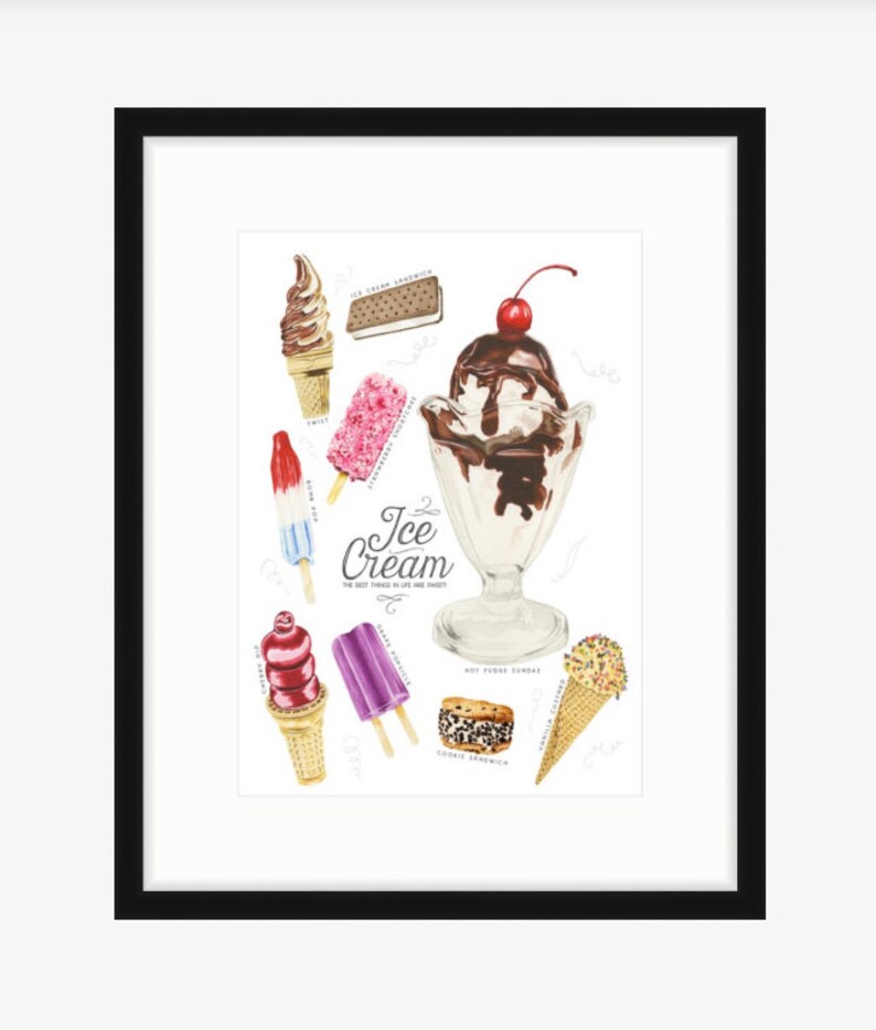 Ice Cream Treats Watercolor Illustration Print image 7