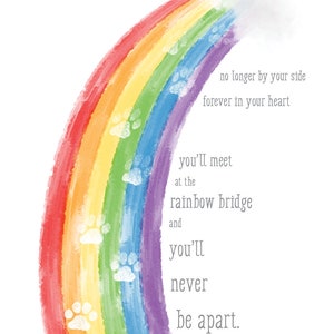 Rainbow Bridge Pet Loss Sympathy Card - Etsy