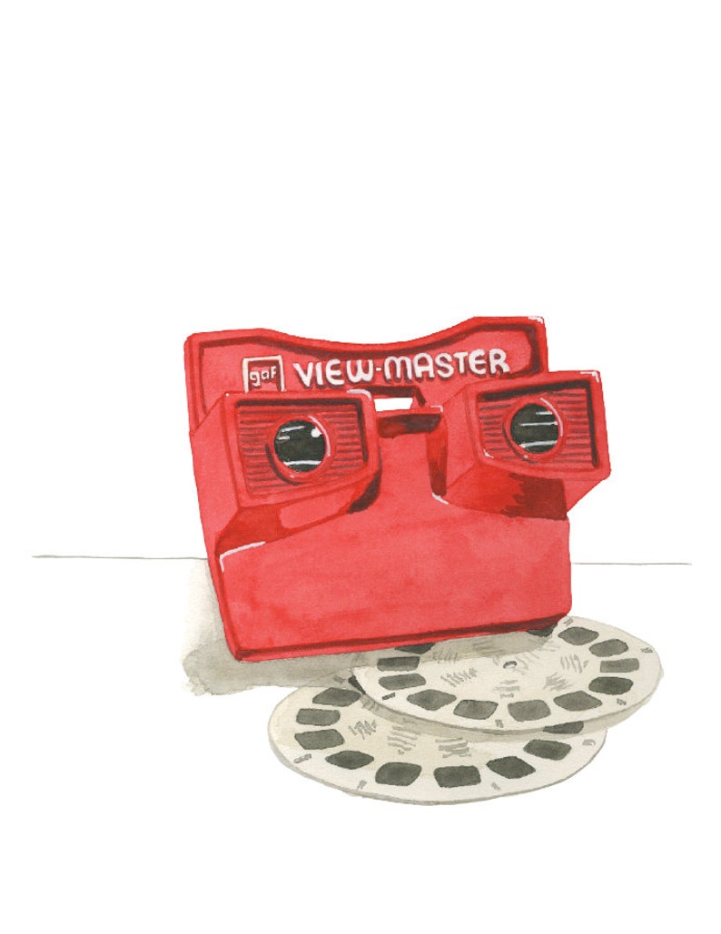 Vintage Viewmaster Toy Watercolor Print image 1