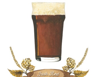 Irish Red Craft Beer Watercolor Illustration