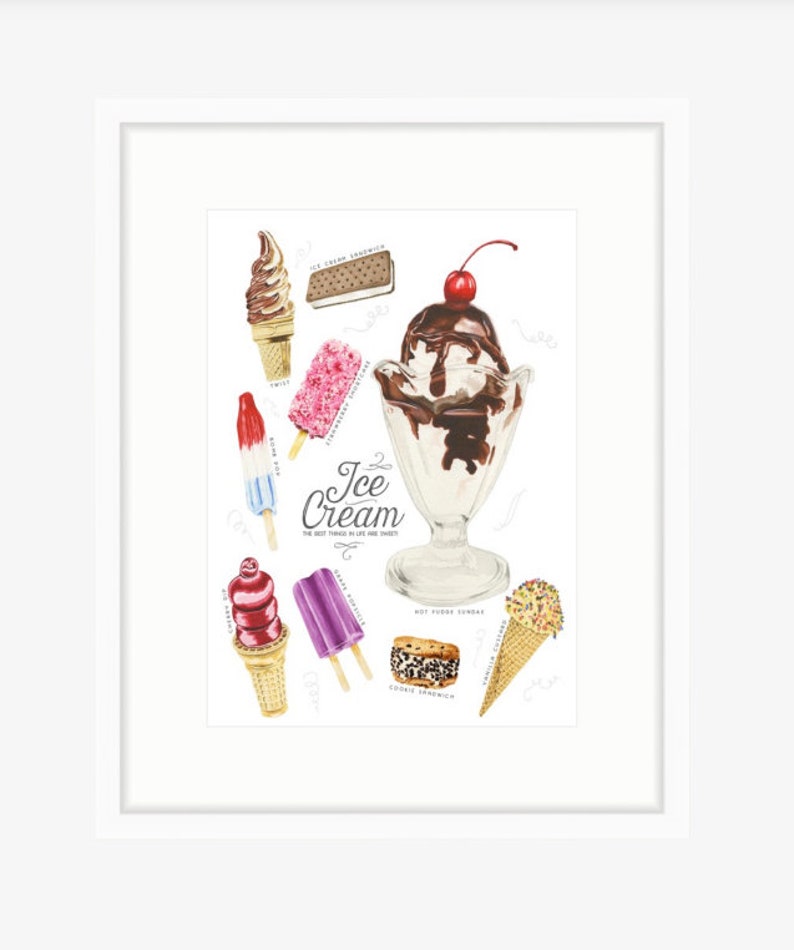 Ice Cream Treats Watercolor Illustration Print image 6