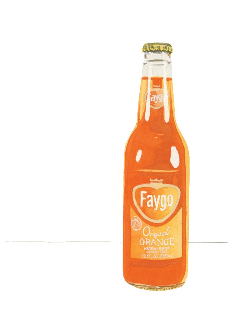 Vintage Faygo Orange Pop Watercolor Print image 1