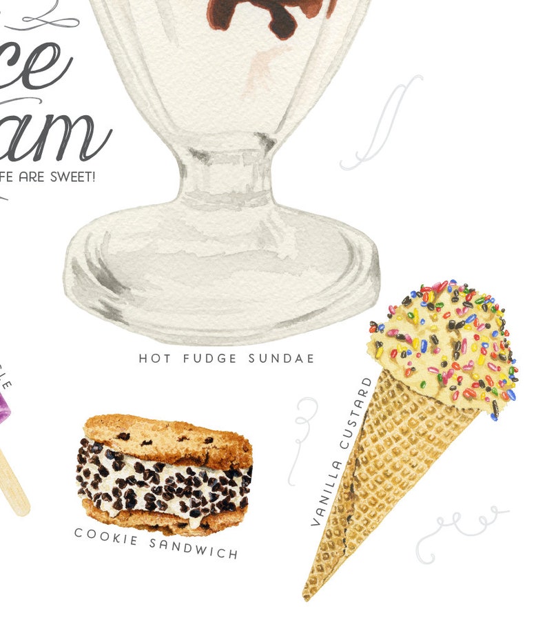 Ice Cream Treats Watercolor Illustration Print image 4