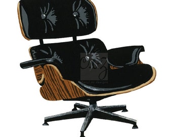 Para Charles y Ray Eames - Ilustración de la silla de salón de cuero