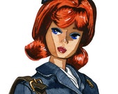 Stewardess Barbie Watercolor Square Print