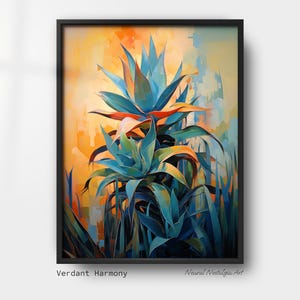 Abstrakte Pflanze, digitale Malerei, moderne botanische Wandkunst, lebendige Natur druckbare Kunst, zeitgenössisches Blatt Kunstwerk, digitaler Download