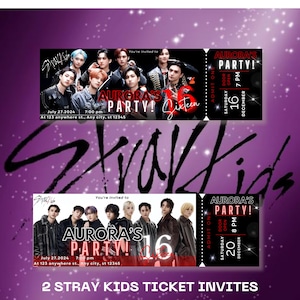 K-Pop Boy Band Invitation Ticket- Kpop Concert Stray kids | Edit Canva Template | SKZ Fan Party Pass | Digital Download for Birthday Ticket