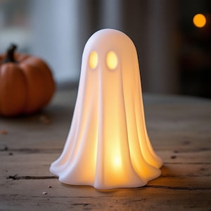 3D Printed Tealight Ghost | Spooky Halloween Decor | Haunted Night Light | Eco-Friendly Halloween Party Centerpiece