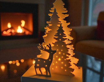 Woodland Deer Tealight Decor, Rustic Cabin Home Accent, Cozy Night Light