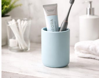 Minimalist 3D Printed Bathroom Organizer | Textured Toothbrush Holder