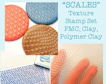 SCALES Texture Mat, Texture Stamp Set for Clay, Metal Clay, Polymer Clay by Blossom Stamps