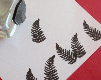 Tiny Fern Rubber Stamp 16mm, fern frond silhouette, woodland plant stamp  by Blossom Stamps