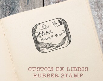 New! Custom Hammock Ex Libris Book Stamp, personalized nature outdoor theme library stamp,  by Blossom Stamps