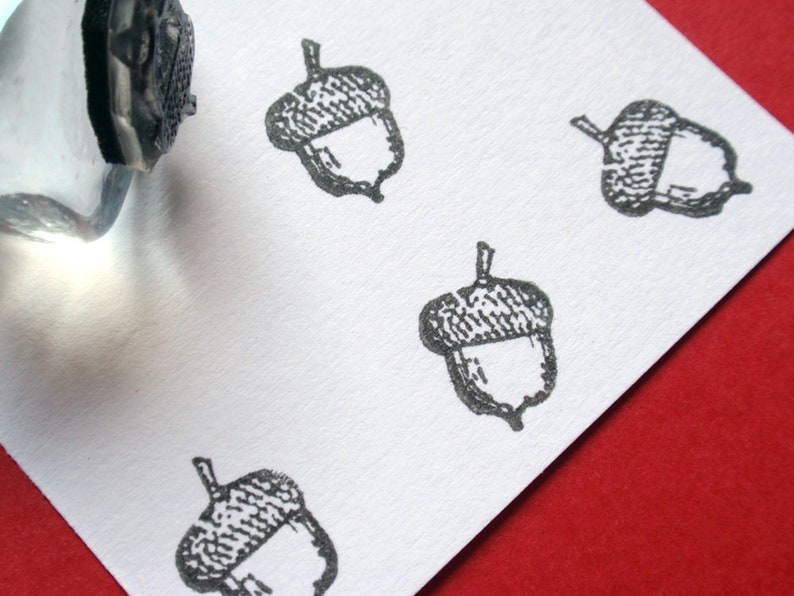 Acorn Rubber Stamp, Oak rubber stamp Handmade by BlossomStamps image 4