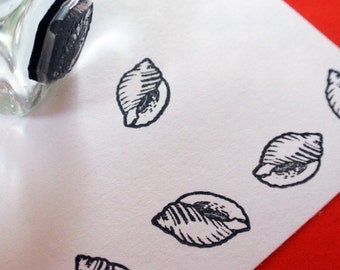 Tiny Sea Shell Rubber Stamp 16mm, beach themed stamp, conch shell stamp by Blossom Stamps