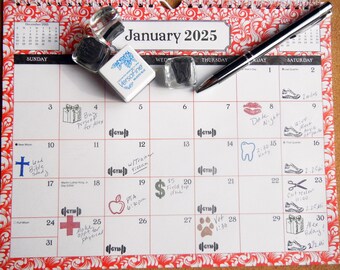 Mini 2025 Planner Mini Reminder Rubber Stamps Set, Buy 4, 1 Free Price, Bullet Journal, Calendar Appointment Reminder Stamps, 16mm 5/8"