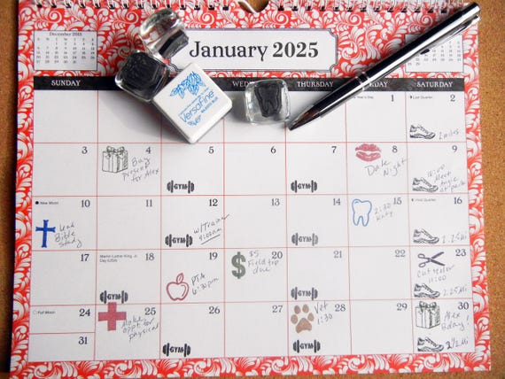 Mini 2025 Planner Mini Reminder Rubber Stamps Set, Buy 4, 1 Free Price, Bullet Journal, Calendar Appointment Reminder Stamps, 16mm 5/8"