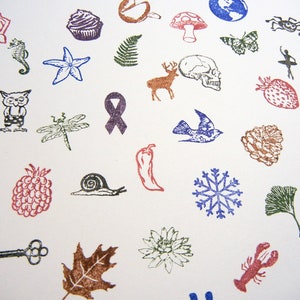 Tiny 16mm Rubber Stamps, Build Your Own Stamp Sets of 5, Over 130 choices by Blossom Stamps image 4