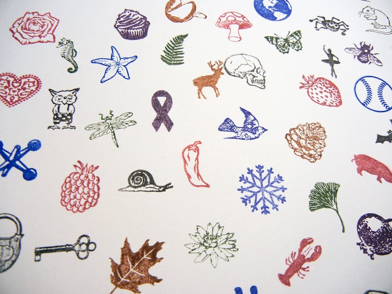 Tiny 16mm Rubber Stamps, Build Your Own Stamp Sets of 5, Over 130 choices by Blossom Stamps image 4