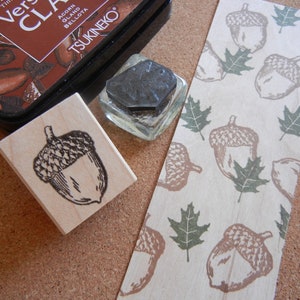 Acorn Rubber Stamp, Oak rubber stamp - Handmade by BlossomStamps