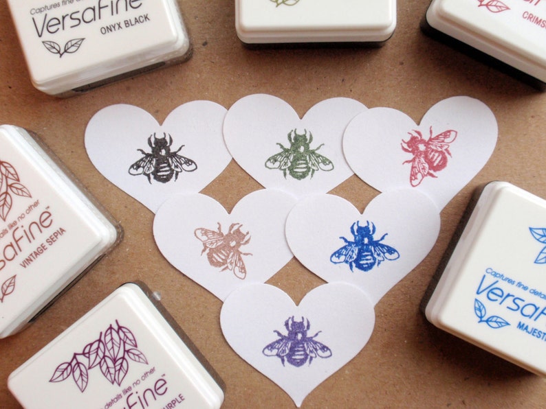 Tiny Insect Bug Rubber Stamps Set 16mm bee, butterfly, grasshopper, ant and dragonfly buy 4, 1 free pricing Handmade by Blossom Stamps image 3
