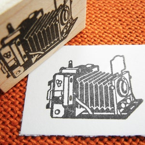 Vintage Camera Rubber Stamp, Antique Folding Camera, Photography Rubber Stamp - Handmade by Blossom Stamps
