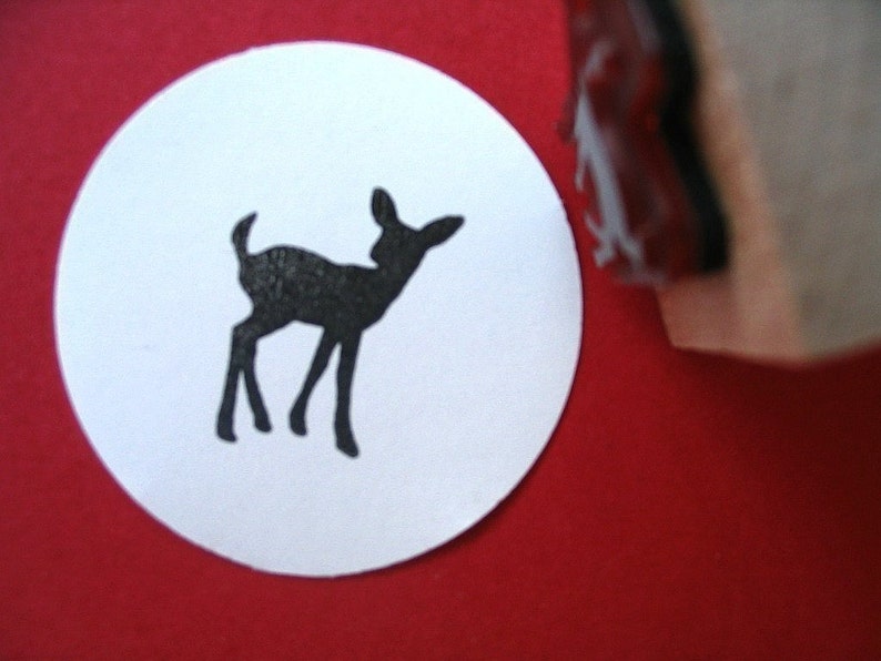 Small Fawn Deer Silhouette Rubber Stamp - Handmade by Blossom S Small Fawn Deer Silhouette Rubber Stamp - Handmade by Blossom S