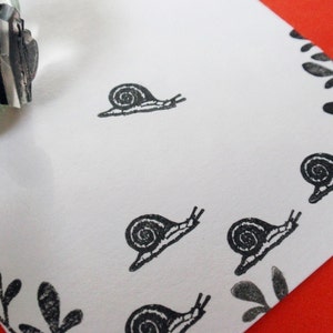 Tiny Snail Rubber Stamp 16mm, mollusk shell, gift for gardener by Blossom Stamps