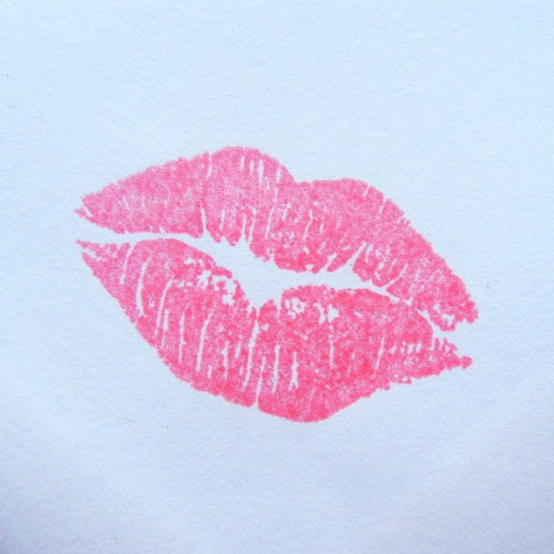 Realistic Kiss Lips Rubber Stamp, lipstick kiss stamp Handmade by BlossomStamps image 2