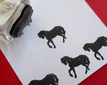 Mini Horse Silhouette Rubber Stamp, tiny stallion rubber stamp, small dressage western theme stamp - 16mm 5/8"