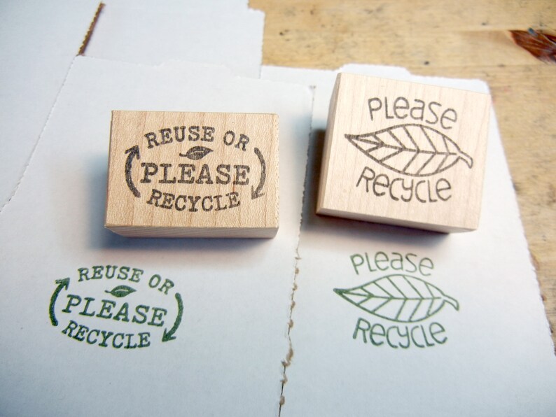 Please Recycle Rubber Stamp Ecopackaging Stamp Handmade by Etsy