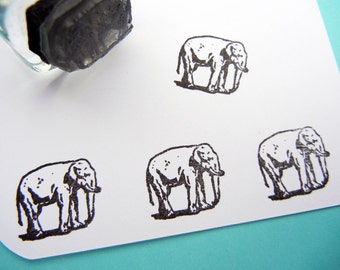 Tiny Elephant Rubber Stamp 16mm, circus elephant pachyderm stamp  - handmade by Blossom Stamps