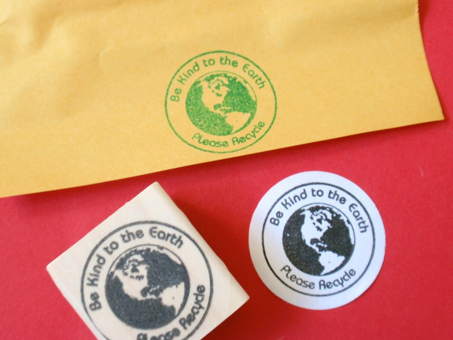 Please Recycle Rubber Stamp, Be KInd to the Earth , gift for recycler…