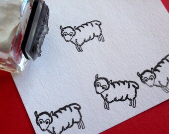 Tiny Sheep Rubber Stamp 16mm, Wooly Lamb rubber stamp, farm animal stamp - Handmade by Blossom Stamps