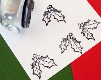 Christmas Holly Rubber Stamp 16mmfor Tags, envelopes, stickers by Blossom Stamps