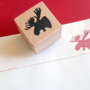 Moose Silhouette Rubber Stamp, small moose antler stamp by Blossom Stamps